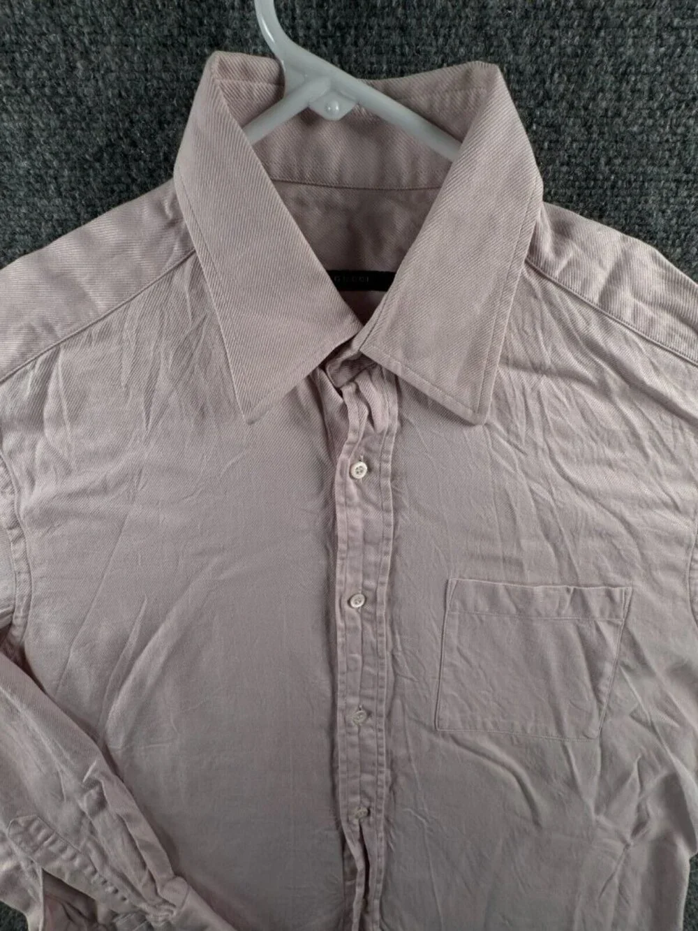 Gucci Italy Made Pink Button Up Shirt Long Sleeve Cotton Woven ACTL Size 15.25